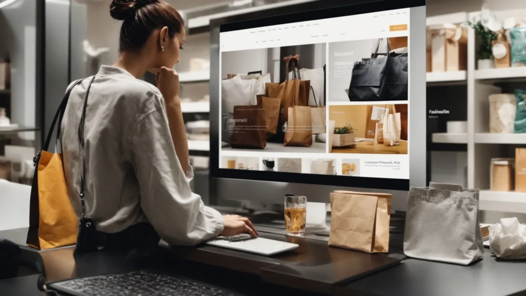 a sleek, user-friendly website interface displayed on a computer screen, with a shopper navigating through a smooth online shopping experience.